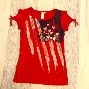 Open-shoulder Red American Flag Guess Shirt
